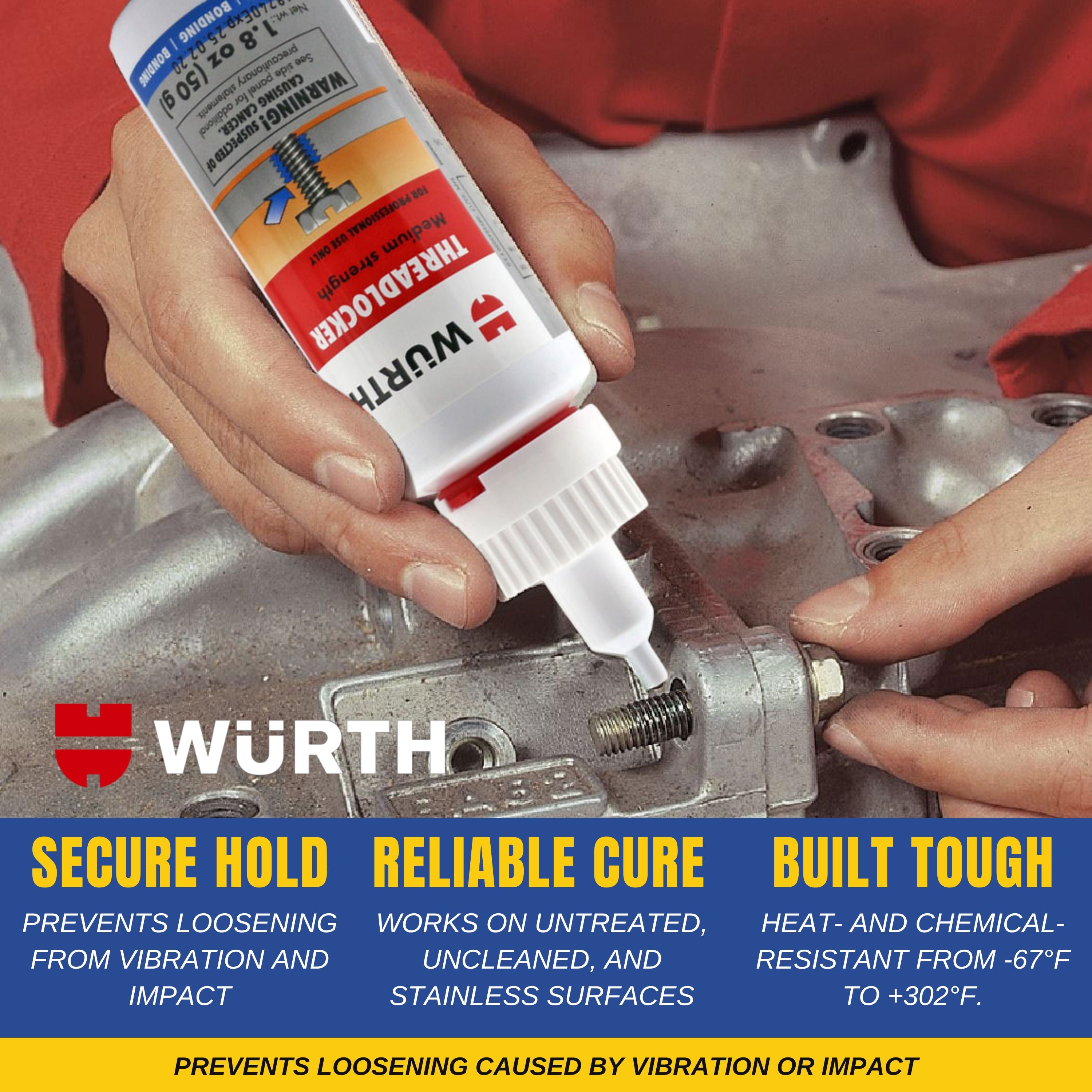 Wurth Medium Strength Threadlocker BLUE - Industrial Grade 1.76 oz. with Smilyeez Pocket Screwdriver