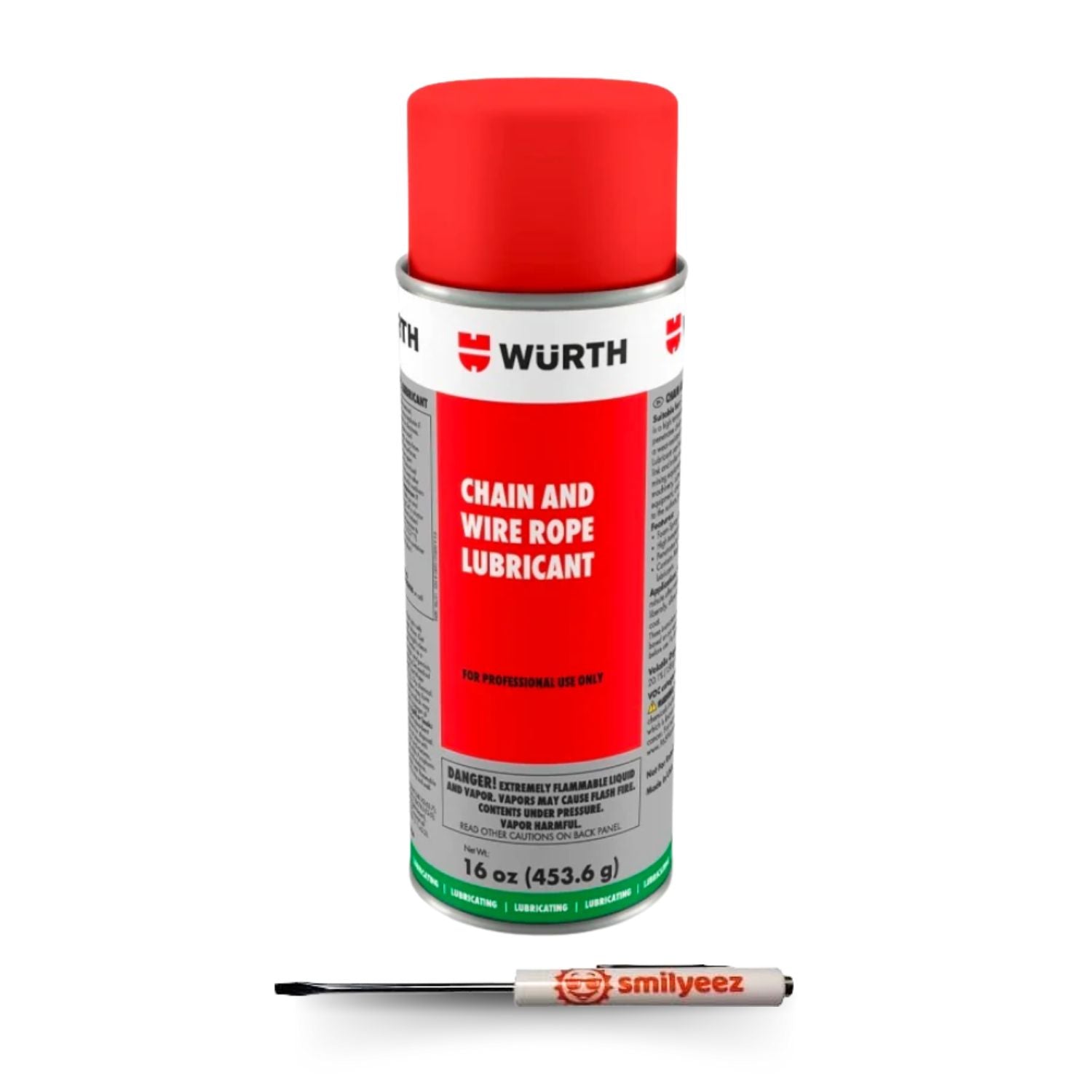 Wurt Rope Cleaner Wurth Chain & Wire Rope Lubricant (16 oz) with Smilyeez Pocket Screwdr