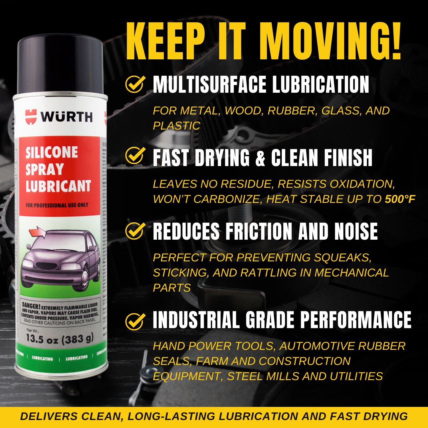 Wurth Silicone Spray Lubricant – 13.5 fl. oz. Aerosol