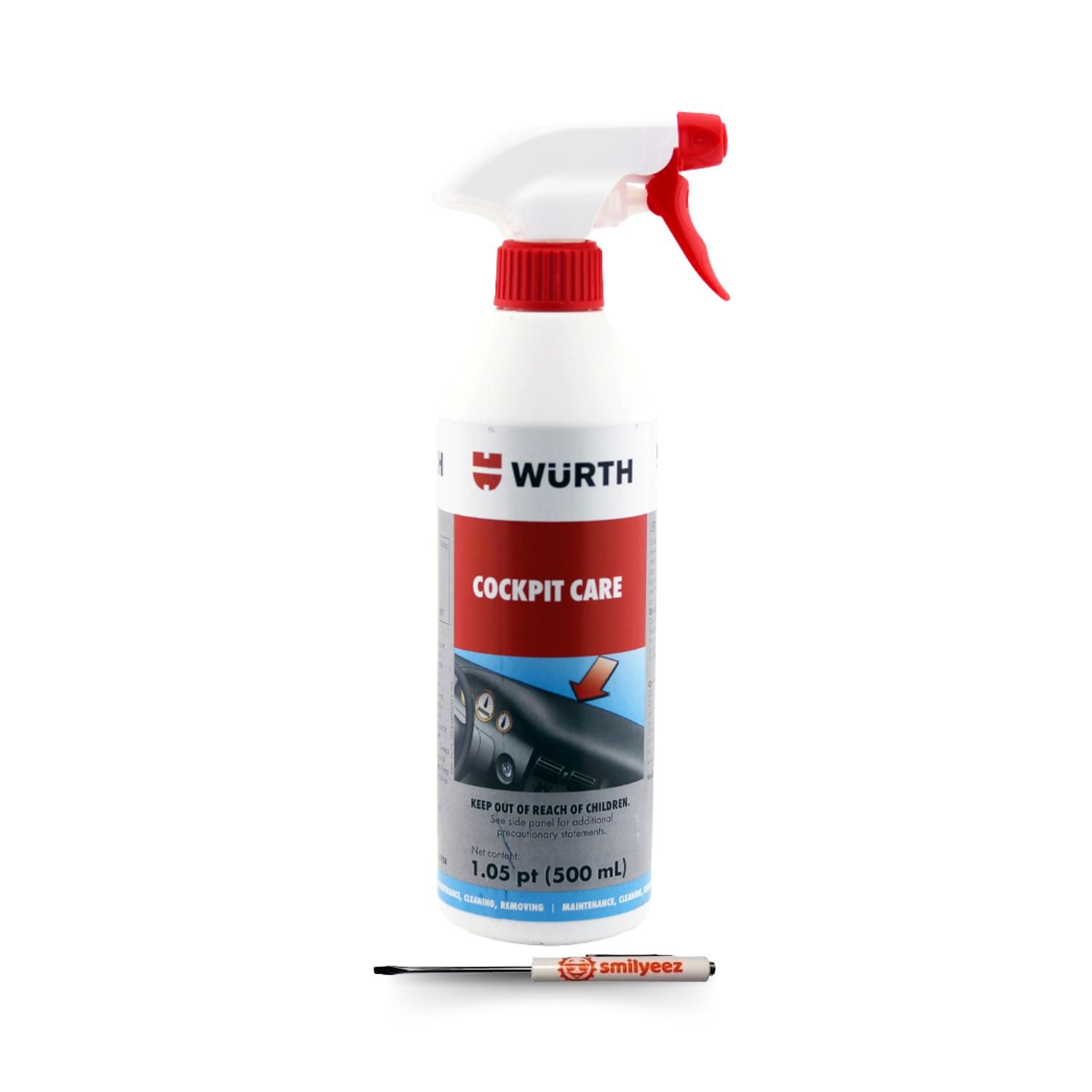 Wurth Cockpit Care 500 mL Spray with Smilyeez Pocket Screwdriver