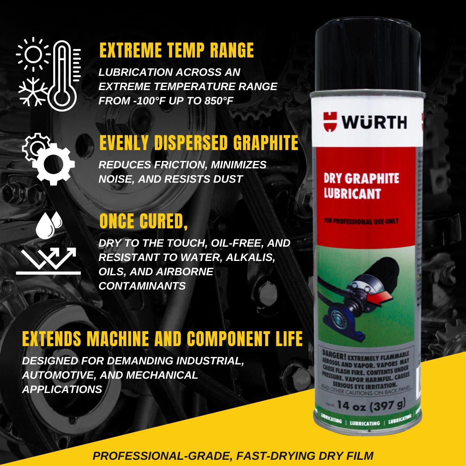 Wurth Dry Graphite Lubricant Aerosol 14 oz with Smilyeez Pocket Screwdriver