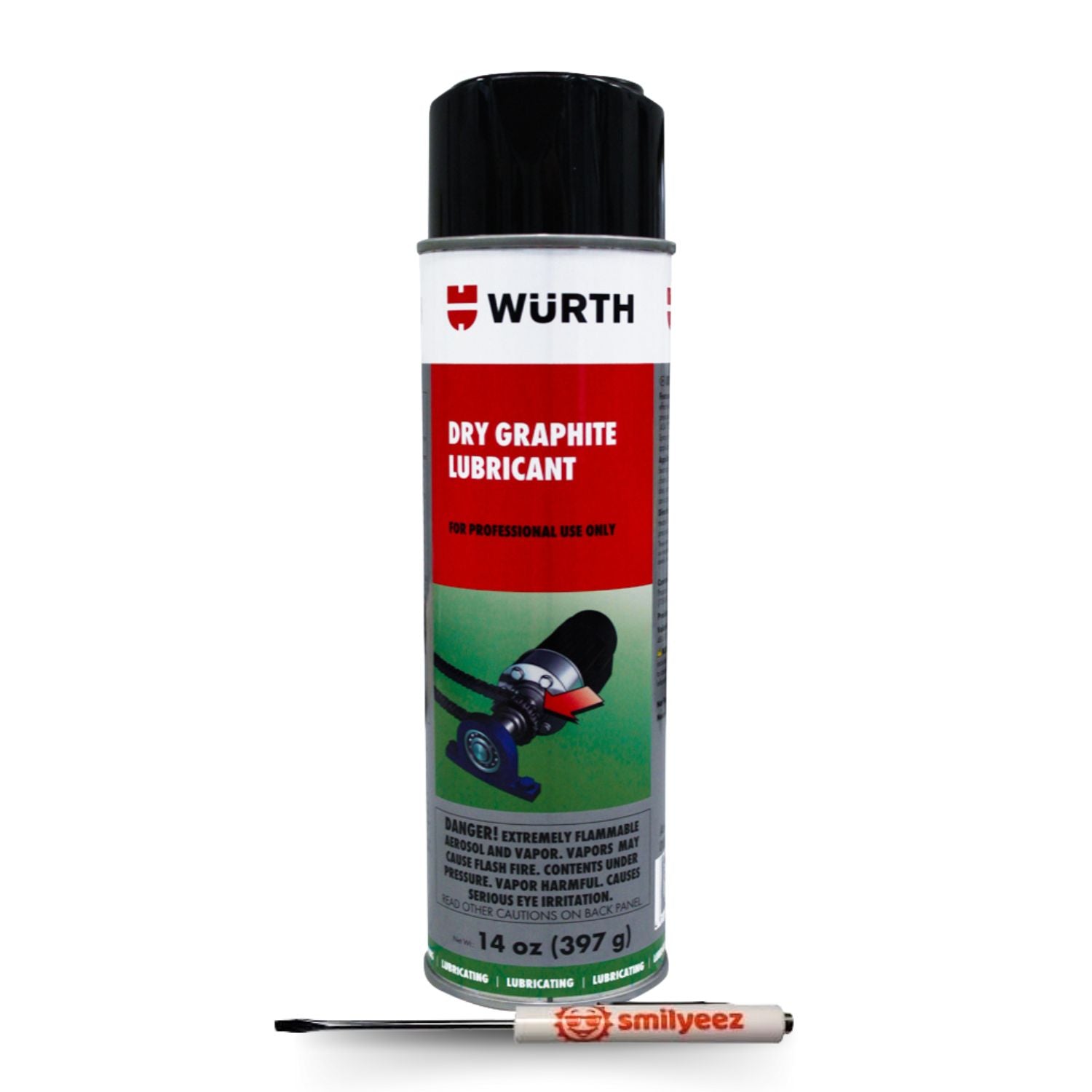 Wurth Dry Graphite Lubricant Aerosol 14 oz with Smilyeez Pocket Screwdriver