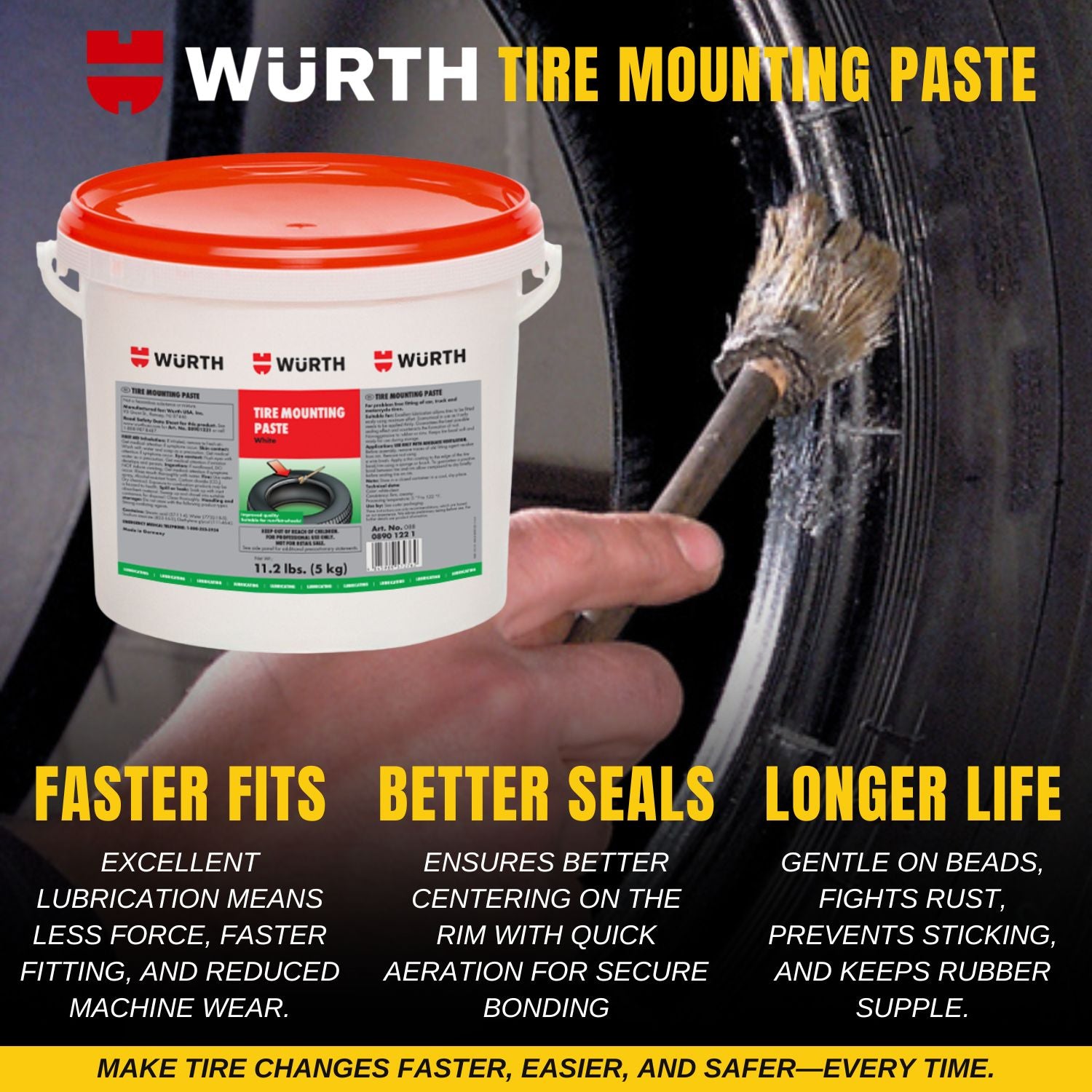 WURTH Tire Mounting Paste 11 Lb Pail with Smilyeez screwdriver