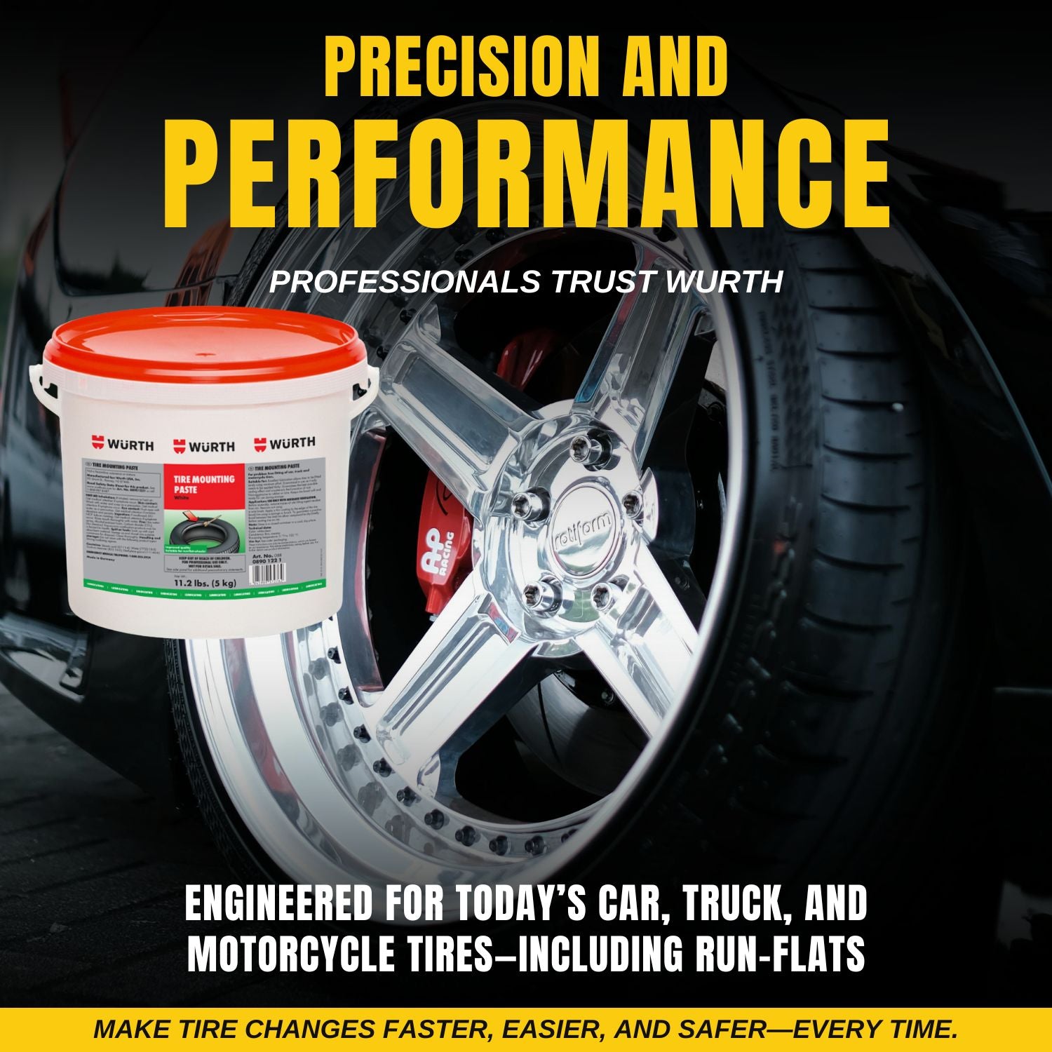 WURTH Tire Mounting Paste 11 Lb Pail with Smilyeez screwdriver