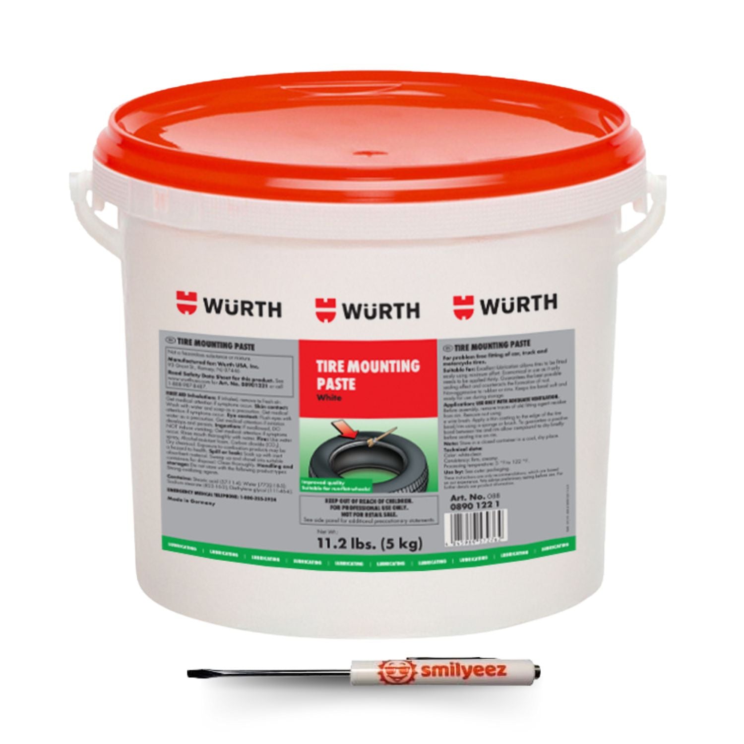 WURTH Tire Mounting Paste 11 Lb Pail with Smilyeez screwdriver