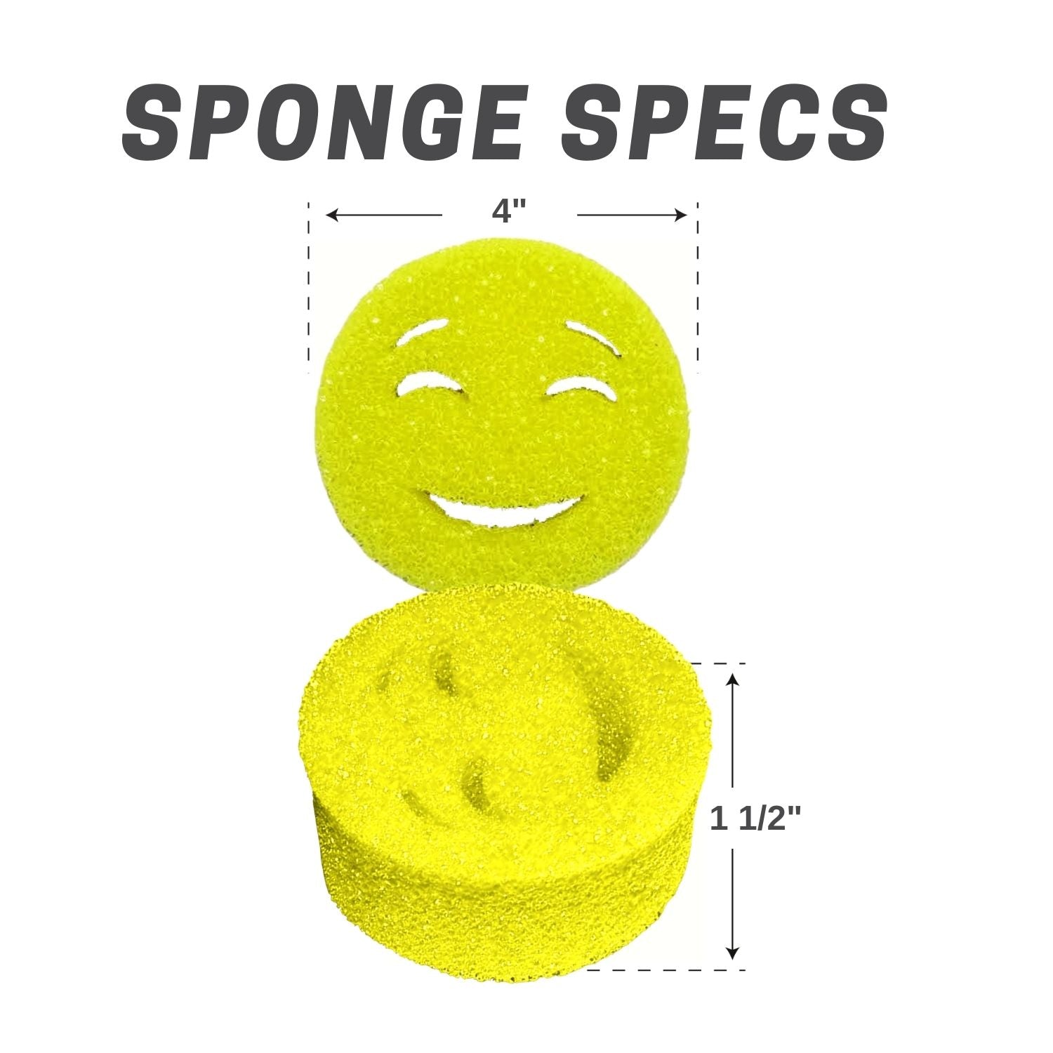 The Original Scrub Moji Scrubbing Sponge by Smilyeez (Set of 3) - Yellow - Temperature-Responsive Polymer Foam, Stain and Odor Resistant, Ideal for Kitchen and Bathroom Cleaning