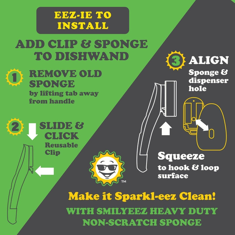 Smilyeez No-Plastic™ Heavy Duty Green Sponge Refill for Scotch-Brite's Dishwand Refill 5