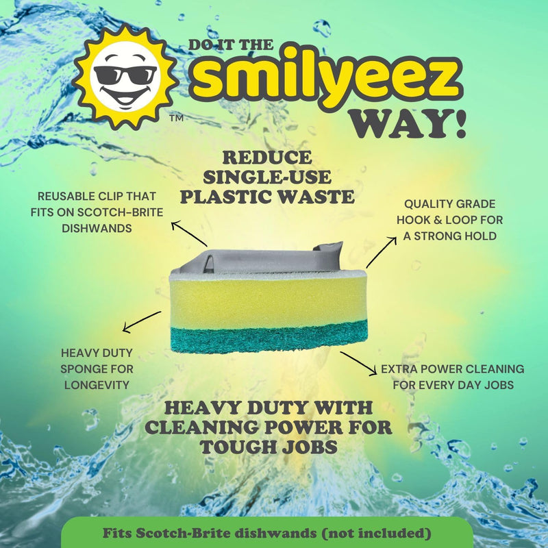 Smilyeez No-Plastic™ Heavy Duty Green Sponge Refill for Scotch-Brite's Dishwand Refill 3