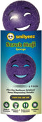 The Original Scrub Moji Scrubbing Sponge by Smilyeez (Set of 3) - Purple - Temperature-Responsive Polymer Foam, Stain and Odor Resistant, Ideal for Kitchen and Bathroom Cleaning