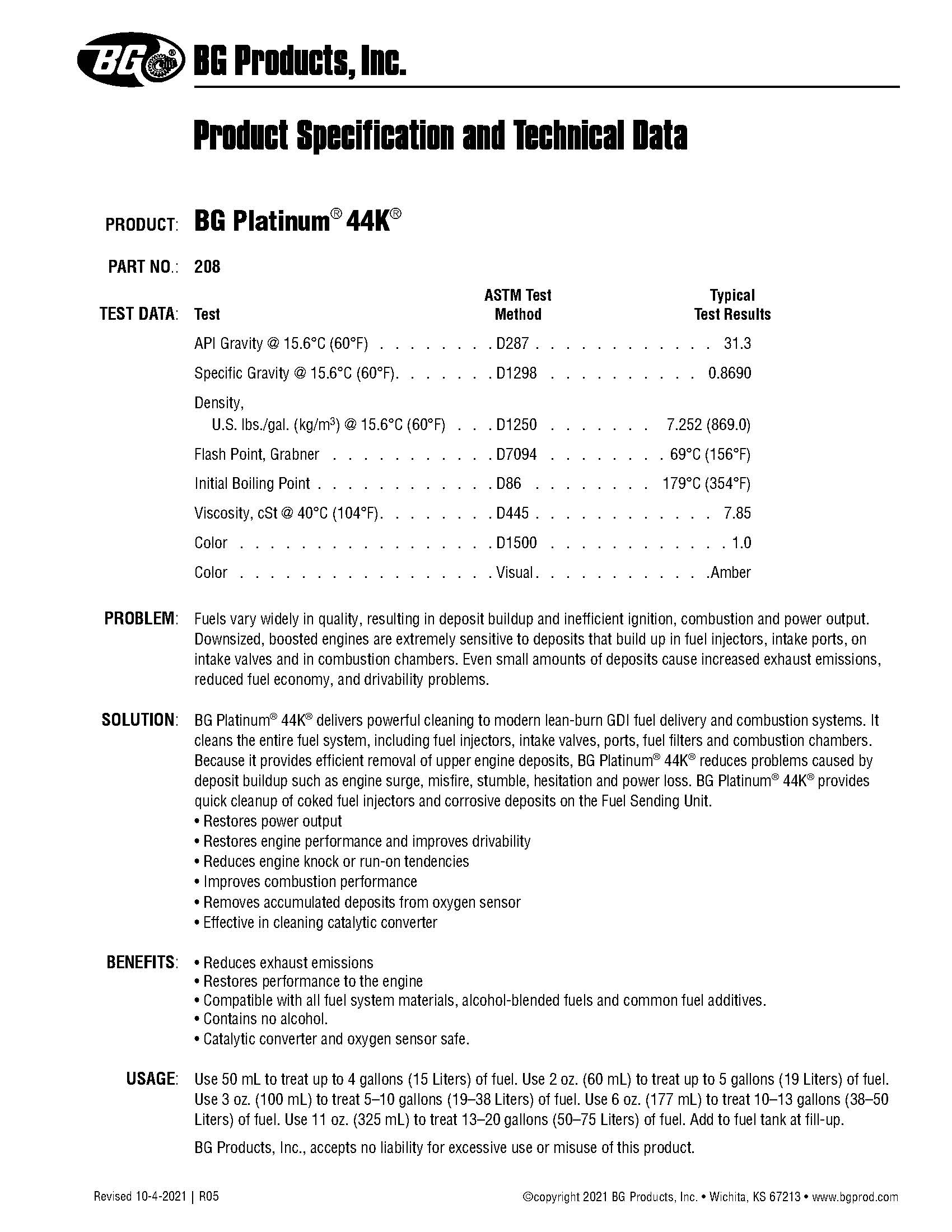 BG K1003 Fuel Injection & Combustion Chamber Cleaner PN 201 & BG Platinum 44K Fuel System Cleaner PN 208