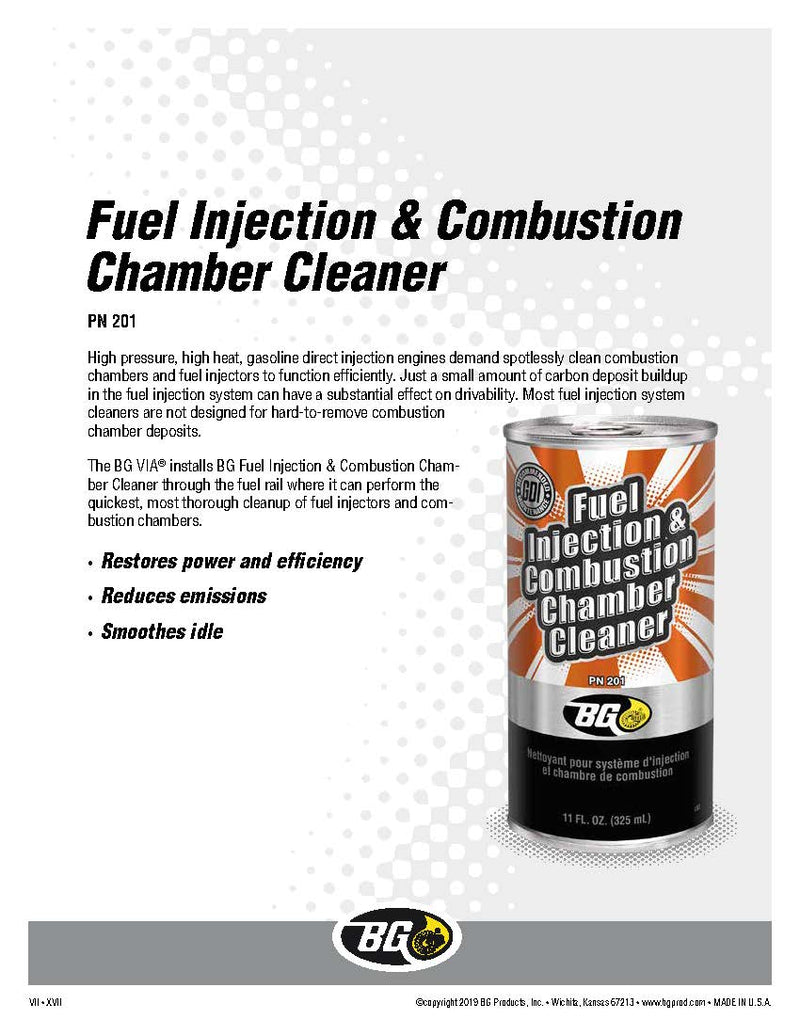 BG Fuel Injection & Combustion Chamber Cleaner PN 201