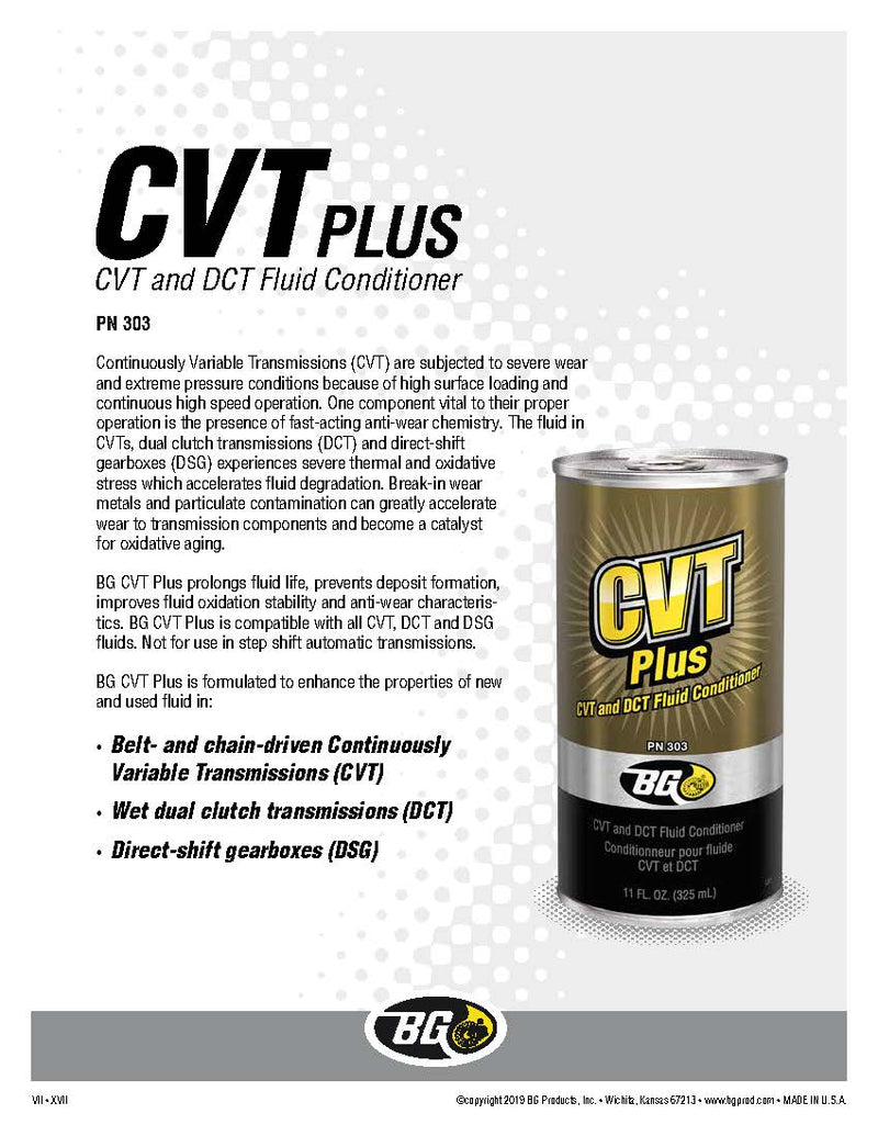 BG K6610 CVT Transmission Quick Clean Flush PN 106 & CVT DCT Plus Fluid Conditioner PN 303